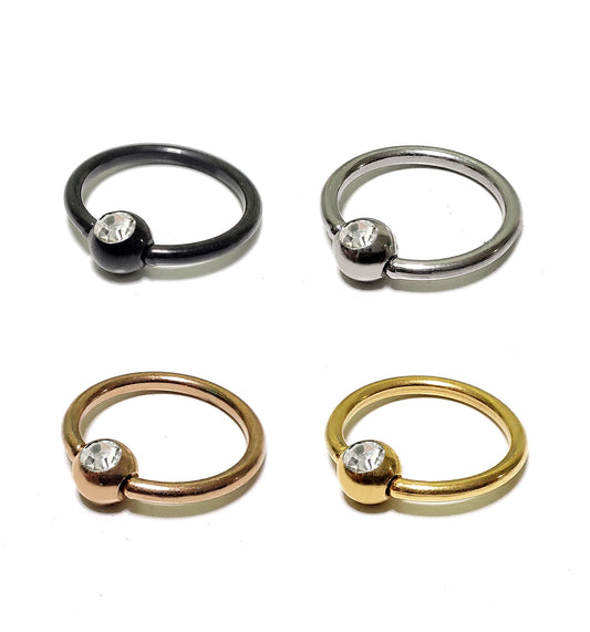 Ball Closure Ring Septum Jewelry, Nipple Piercing with Gem CZ Crystals