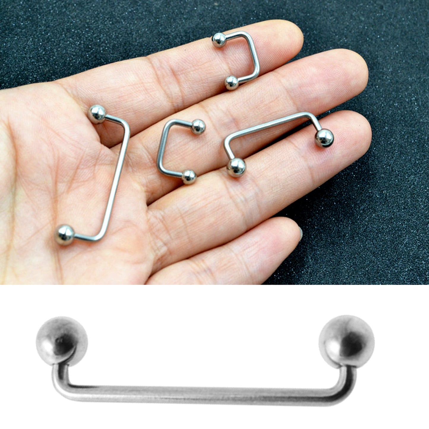 Collar Bone Piercing, Wrist Piercing - 16g 14g Surface Staple Bar - Externally Threaded Body Piercing for Nape, Face, Chest, Hips