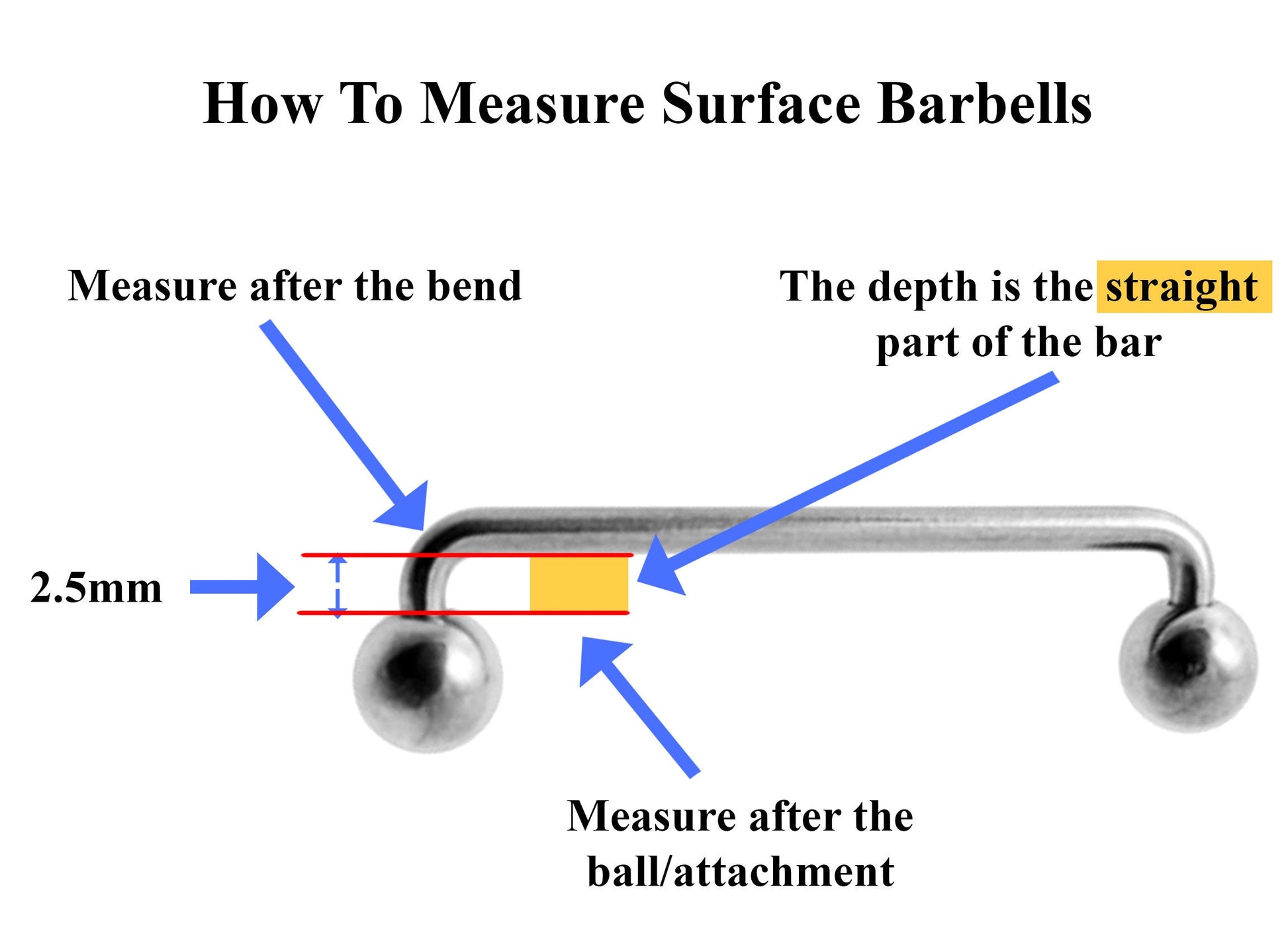 Collar Bone Piercing, Wrist Piercing - 16g 14g Surface Staple Bar - Externally Threaded Body Piercing for Nape, Face, Chest, Hips