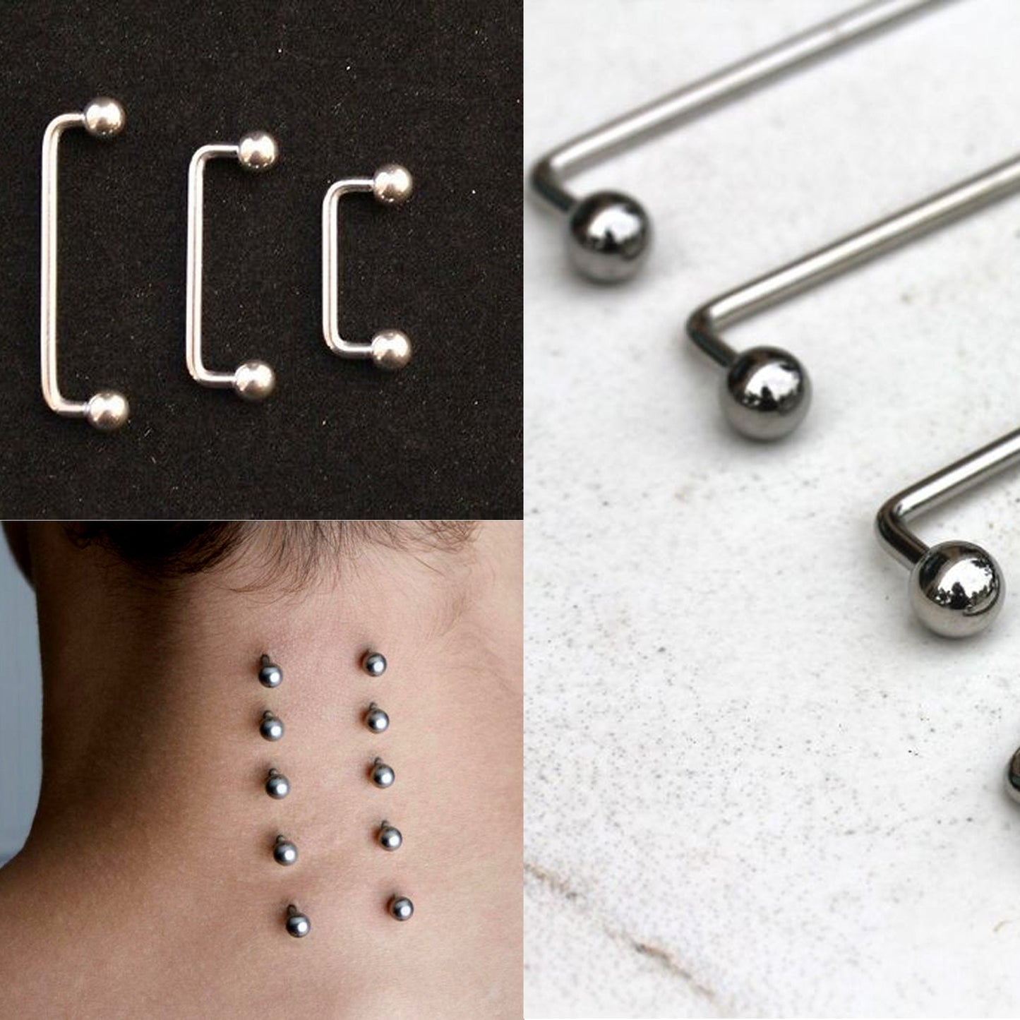 Collar Bone Piercing, Wrist Piercing - 16g 14g Surface Staple Bar - Externally Threaded Body Piercing for Nape, Face, Chest, Hips