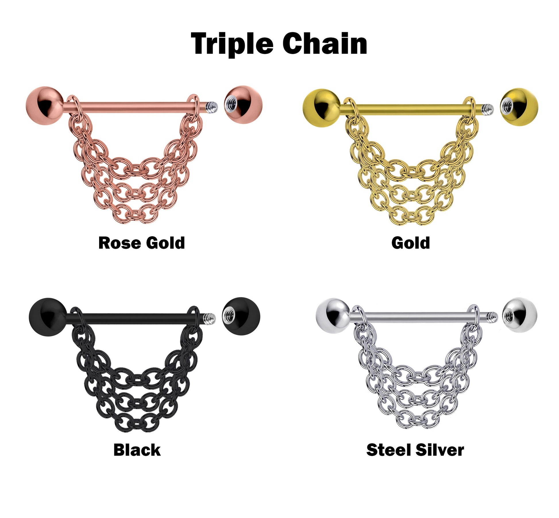 Titanium Nose Barbell Bridge Stud Nose Bridge Piercing Chain with threaded Plain Ball Piercing Nipple Bar, Nostril Jewelry with Bridge Chain