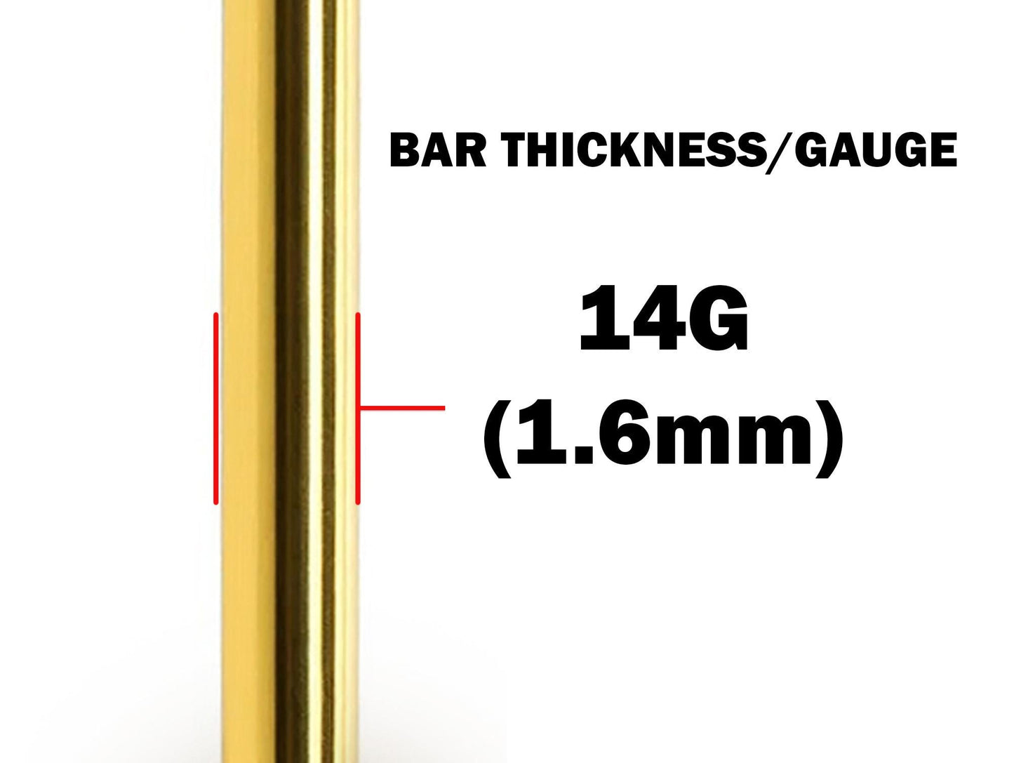 14K Gold Tongue Barbell: 14G Solid Gold Body Piercing Jewelry