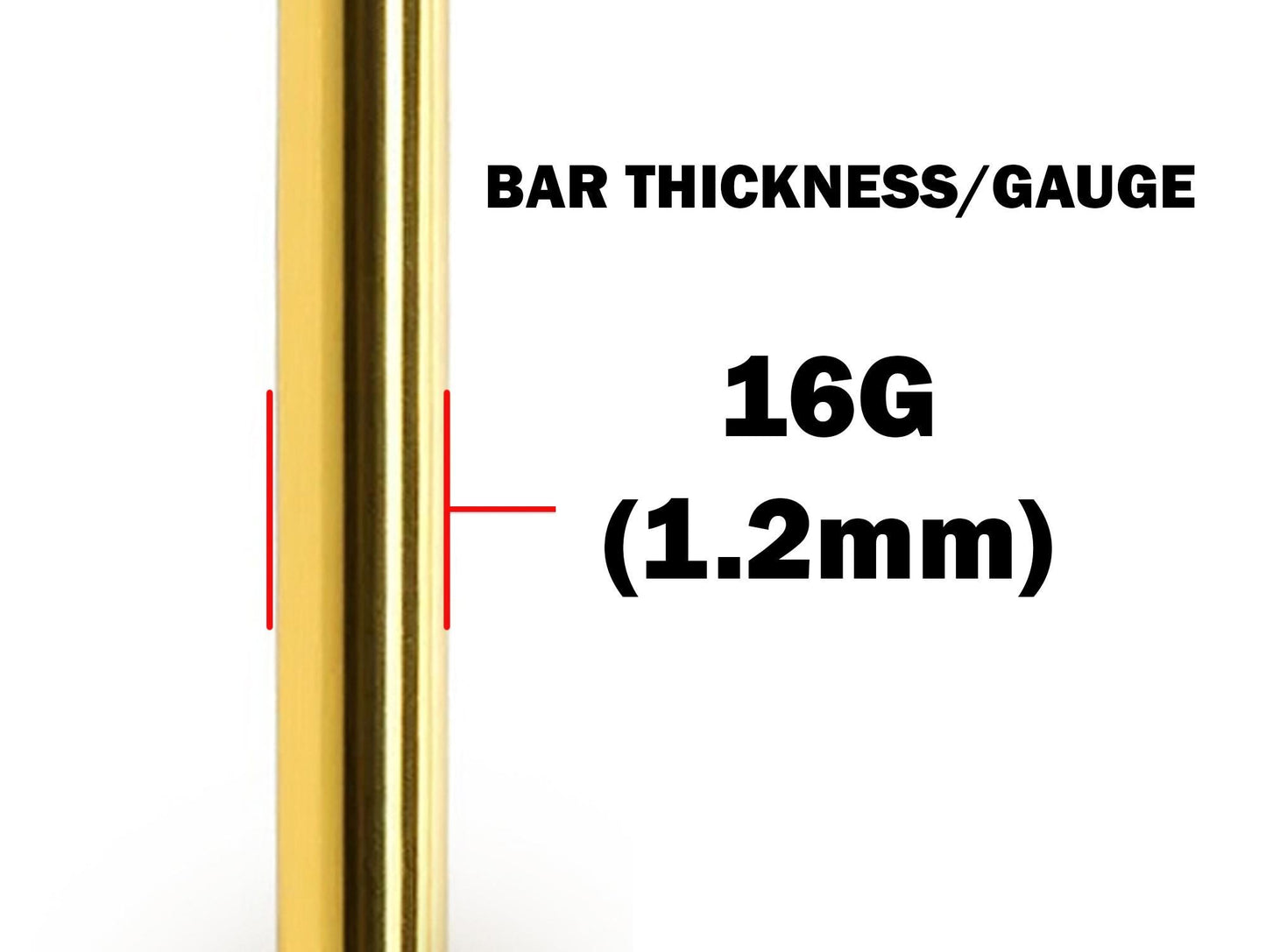 14K Gold Curved Barbell: 16G Eyebrow, Rook, Labret Piercing