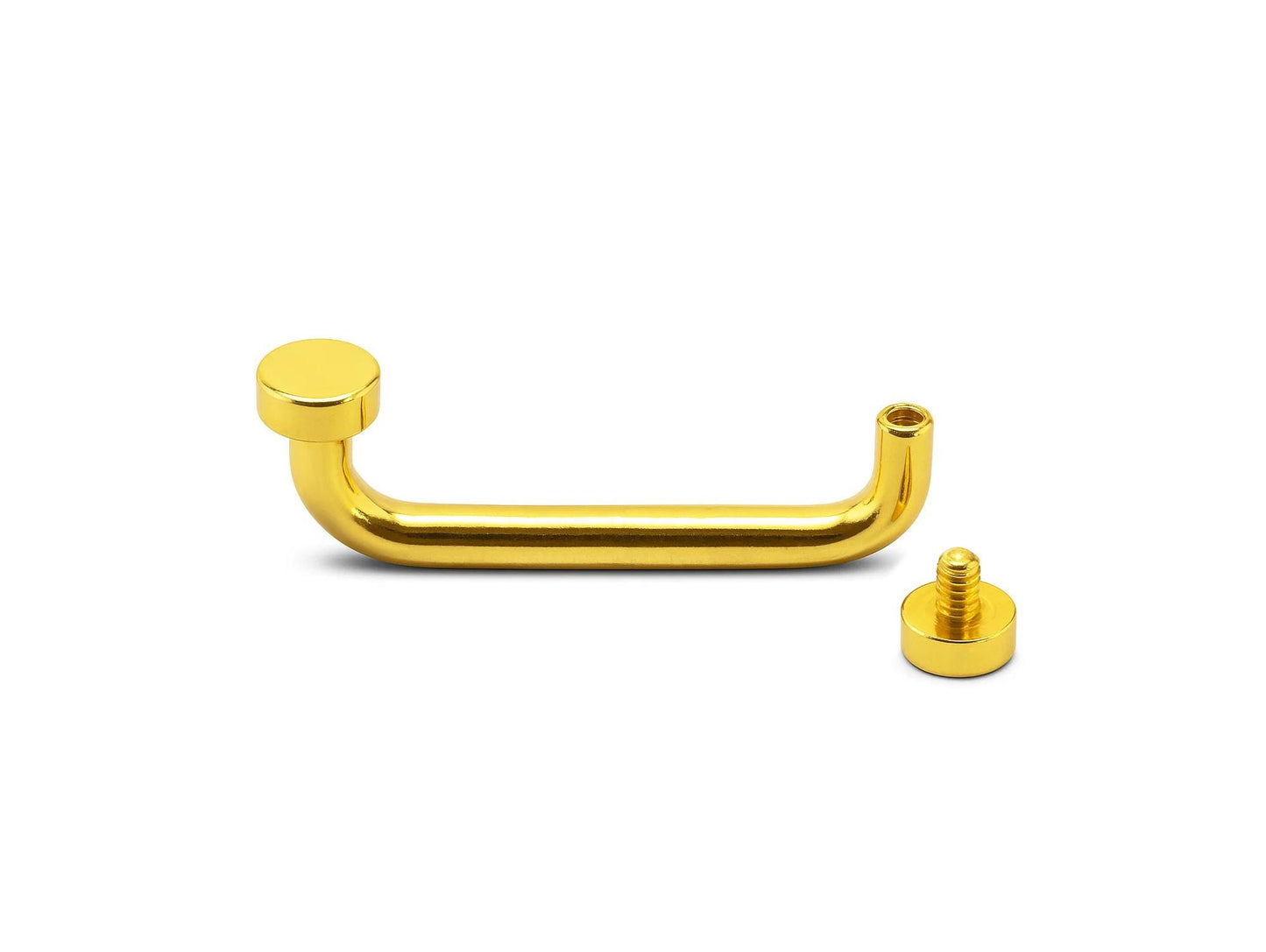 14K Gold Staple Barbell, Surface Piercing with Internally Threaded Flat top ends