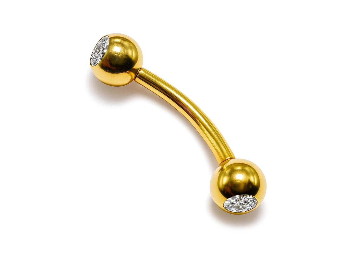 14k gold Curved Barbell Piercing with Gemstones: Internally Threaded 14g, 16g Body Jewellery