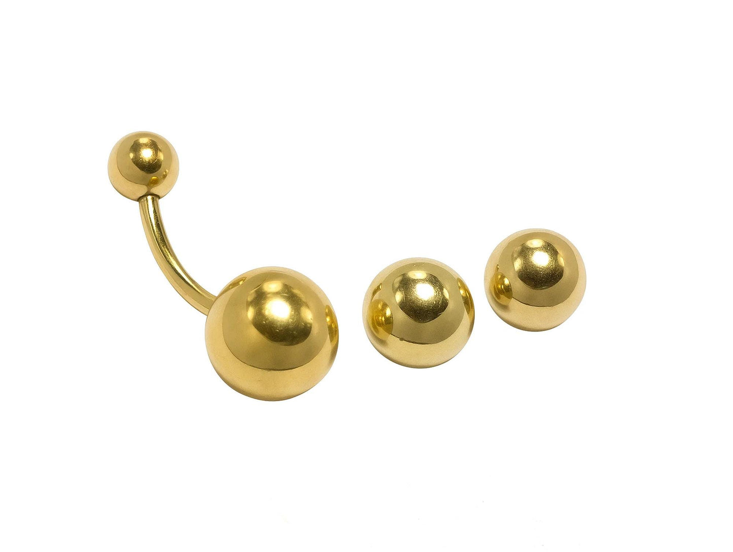 14K Gold Curved Barbell Belly Bar: 16G 14G Navel Piercing with Bottom Hollow Ball