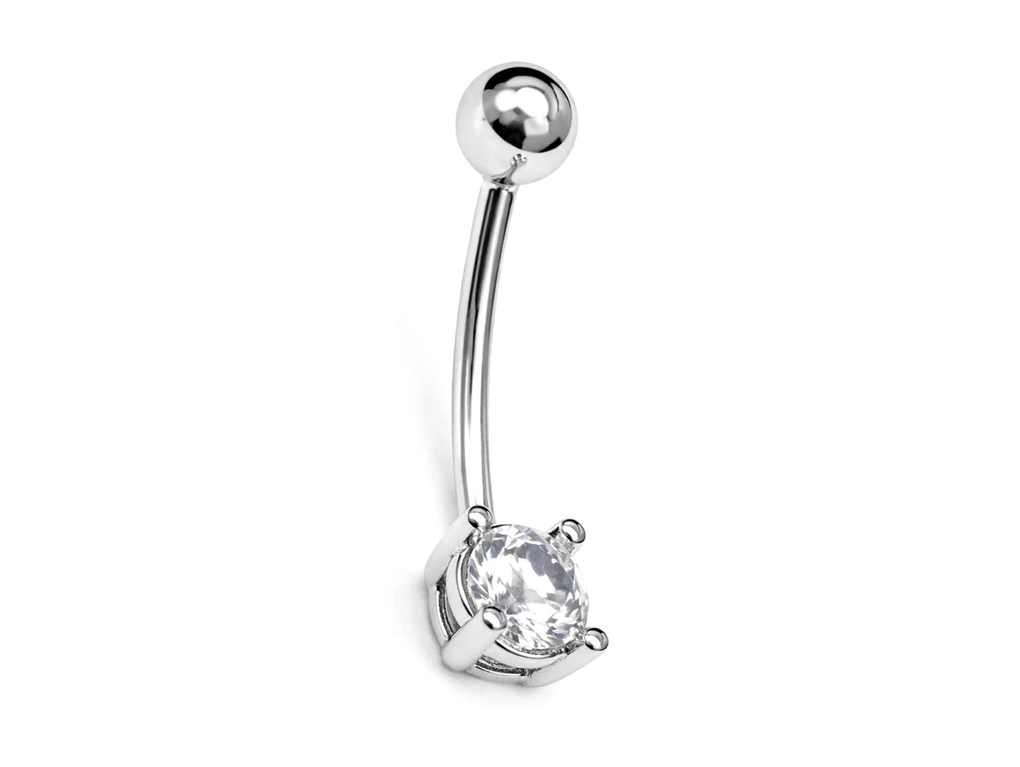 14K Gold Simple Belly bar Navel Ring 16G Earrings with Gemstones