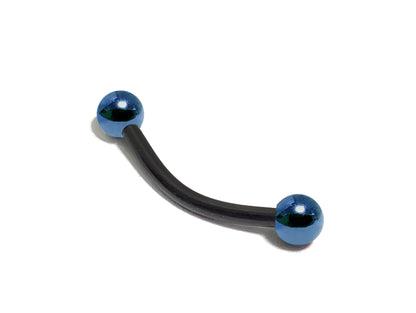 Black Vertical Labret Curved Barbell, Eyebrow Stud with Custom Ball Colors - Body Jewellery 18g 16g 14g