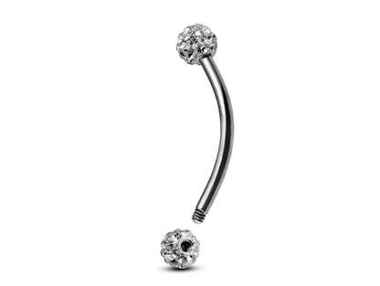 Vertical Labret Curved Barbell Piercing, Disco Ball Crystal Eyebrow Jewellery for Ear Tragus, Helix Earring Stud ,Daith