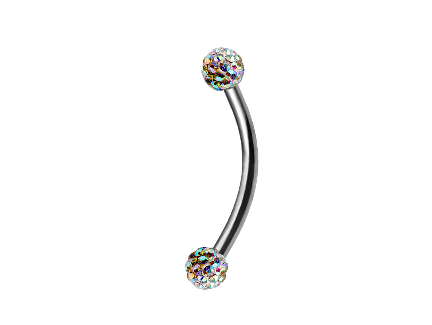 Vertical Labret Curved Barbell Piercing, Disco Ball Crystal Eyebrow Jewellery for Ear Tragus, Helix Earring Stud ,Daith