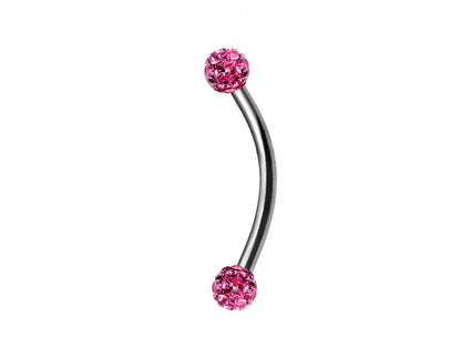 Vertical Labret Curved Barbell Piercing, Disco Ball Crystal Eyebrow Jewellery for Ear Tragus, Helix Earring Stud ,Daith