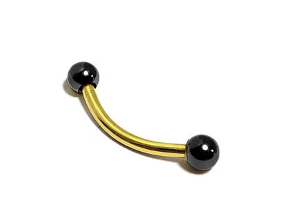 Gold Curved Barbell Eyebrow Piercing, Lip Bar with Custom Ball Colors - Body Jewellery 18g 16g 14g