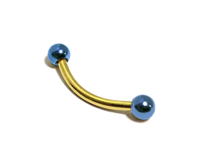 Gold Curved Barbell Eyebrow Piercing, Lip Bar with Custom Ball Colors - Body Jewellery 18g 16g 14g