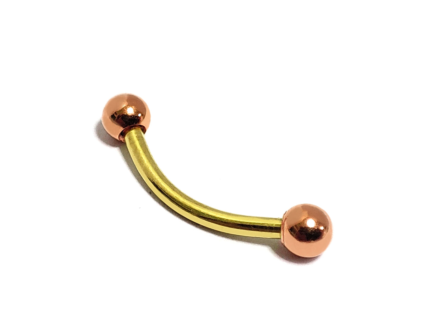 Gold Curved Barbell Eyebrow Piercing, Lip Bar with Custom Ball Colors - Body Jewellery 18g 16g 14g