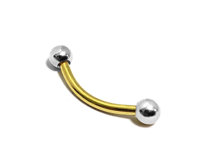 Gold Curved Barbell Eyebrow Piercing, Lip Bar with Custom Ball Colors - Body Jewellery 18g 16g 14g