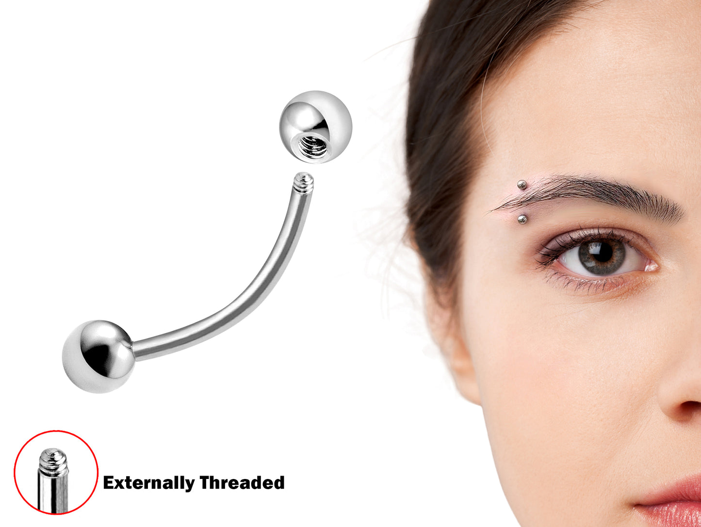 Eyebrow Piercing Jewelry Curved Barbell with Custom Ball Colors - Body Jewellery 18g 16g 14g