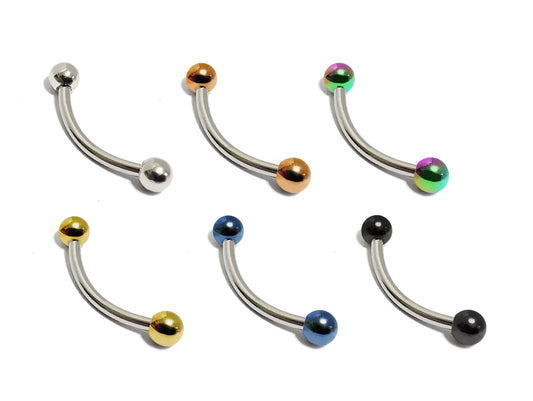 Eyebrow Piercing Jewelry Curved Barbell with Custom Ball Colors - Body Jewellery 18g 16g 14g