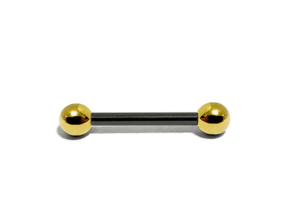 Black Barbell Nipple Piercing, Tongue Jewelry, Cartilage Earrings with Custom Ball Colors - Body Jewellery 18g 16g 14g