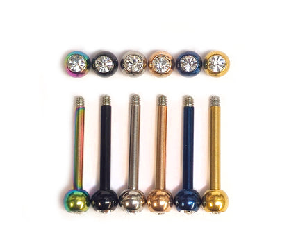 Tongue Barbell , Nipple Jewelry with Gem Crystal on Both Sides - Body Piercing Jewellery