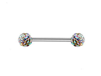 Nipple Bar Piercing Jewelry with Disco Ball CZ Crystal - Body Jewellery for Tongue Daith, Tragus, Helix, Earring