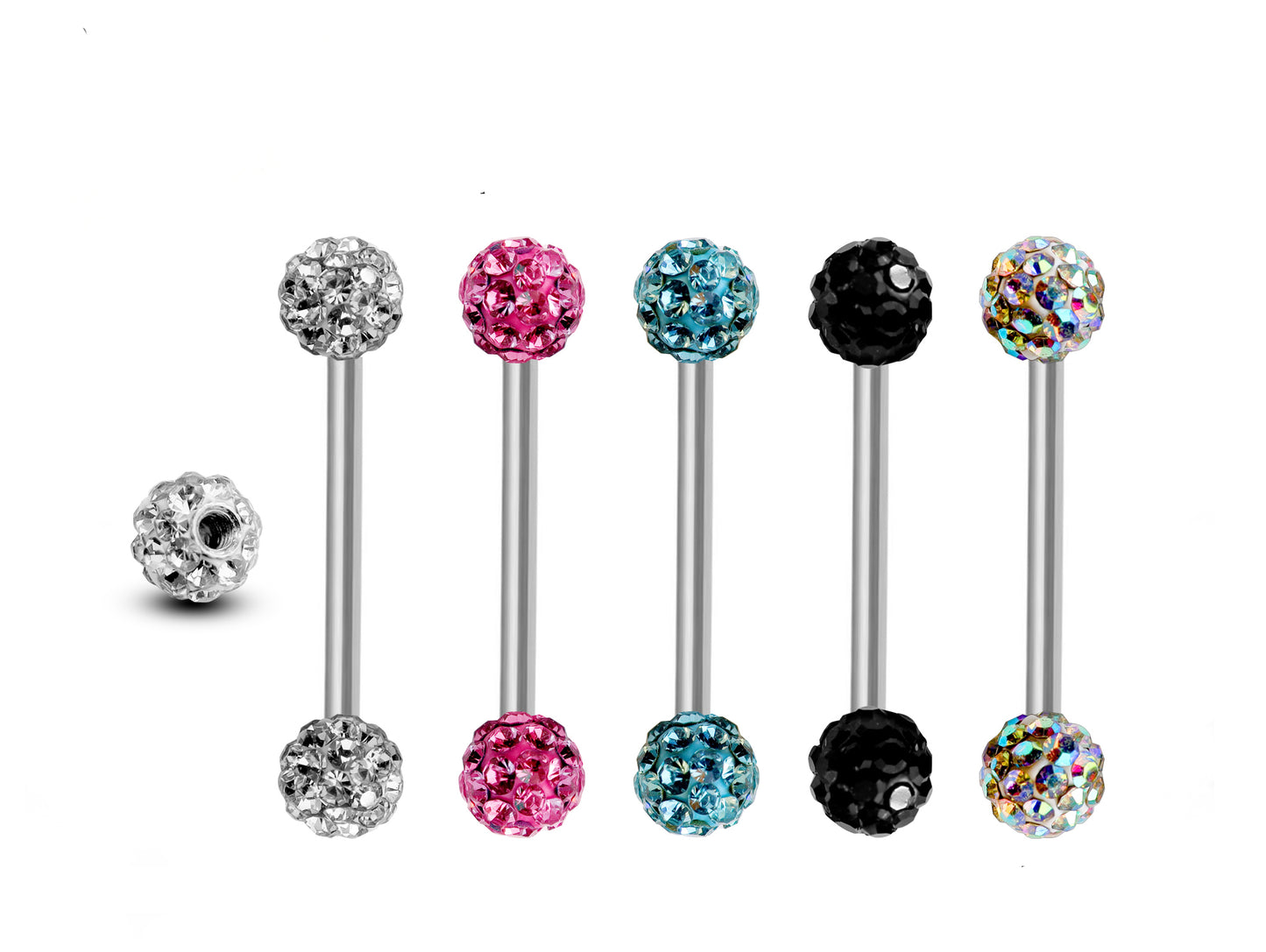 Nipple Bar Piercing Jewelry with Disco Ball CZ Crystal - Body Jewellery for Tongue Daith, Tragus, Helix, Earring