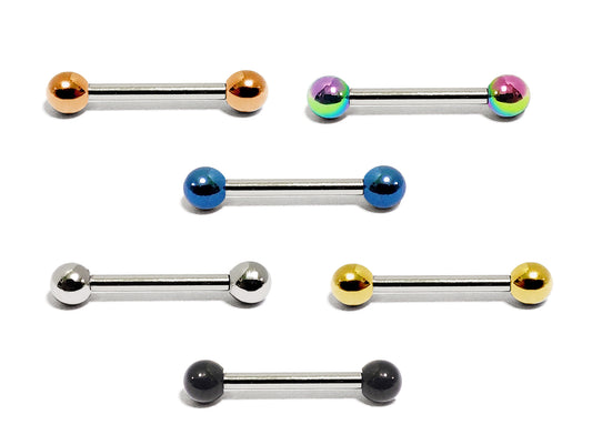 Barbell Piercing Earrings Nipple, Tongue Jewelry with Custom Ball Colors - Body Jewellery 18g 16g 14g