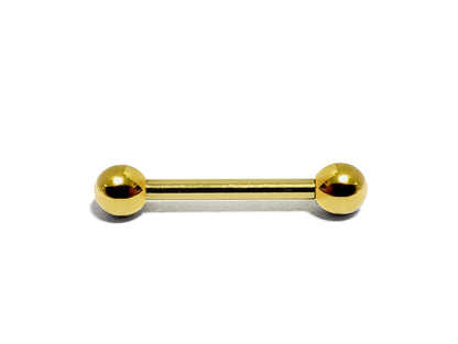 Gold Tongue Barbell Piercing, Nipple Jewelry, Cartilage Earrings with Custom Ball Colors - Body Jewellery 18g 16g 14g