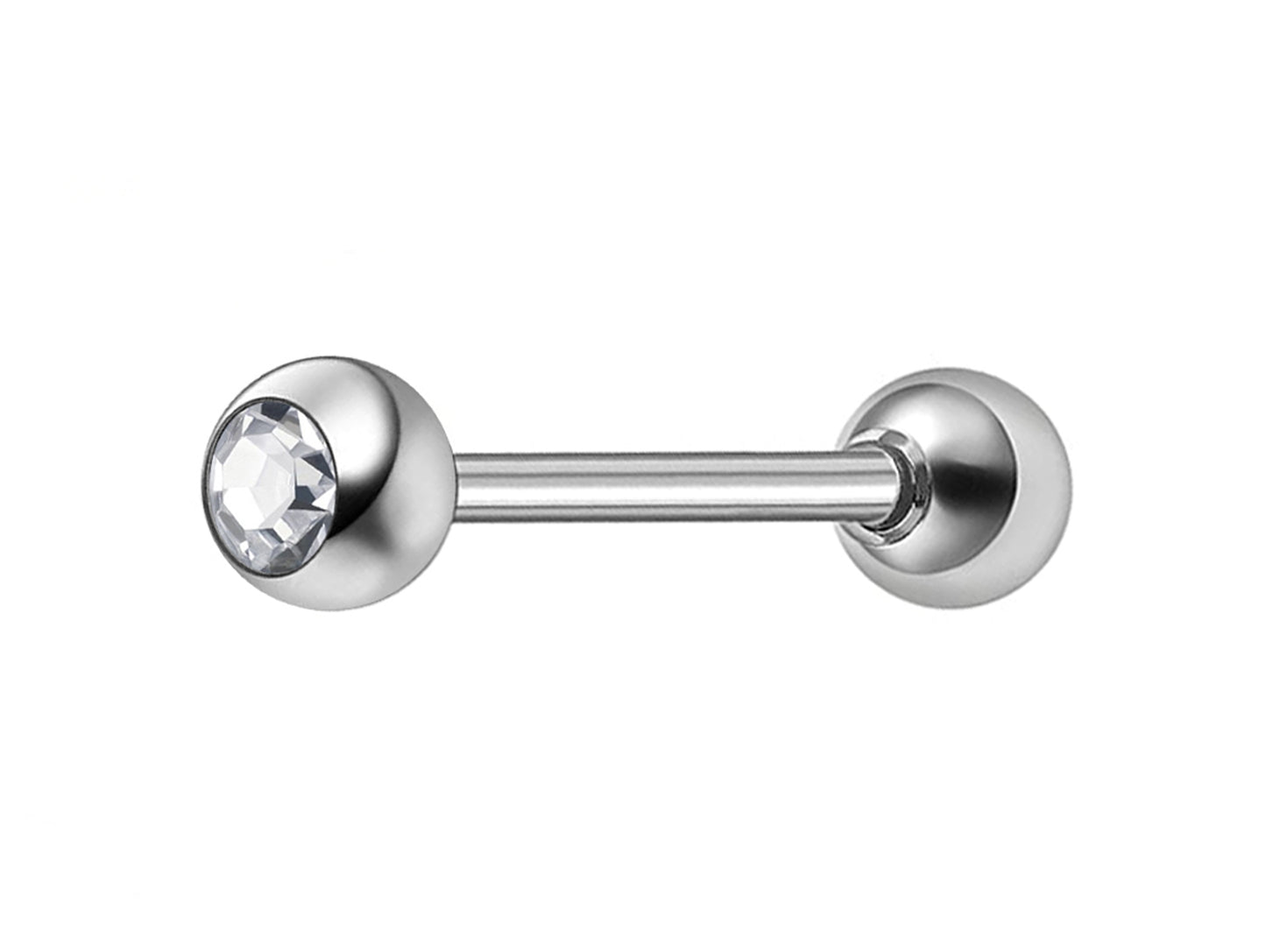 Tongue Barbell Piercing with Gem Ball CZ Crystal - Body Jewellery for, Daith, Tragus, Helix, Nipple, Earring