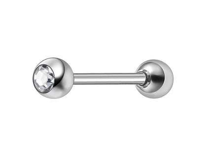 Tongue Barbell Piercing with Gem Ball CZ Crystal - Body Jewellery for, Daith, Tragus, Helix, Nipple, Earring