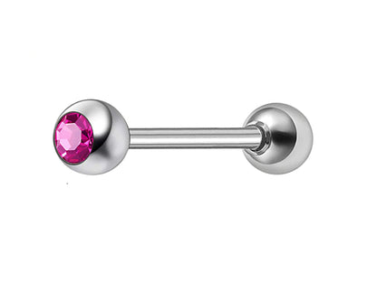 Tongue Barbell Piercing with Gem Ball CZ Crystal - Body Jewellery for, Daith, Tragus, Helix, Nipple, Earring