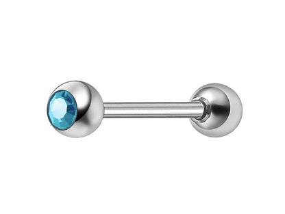 Tongue Barbell Piercing with Gem Ball CZ Crystal - Body Jewellery for, Daith, Tragus, Helix, Nipple, Earring