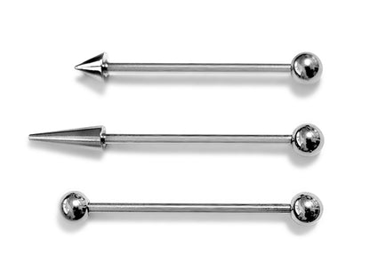 Spike Industrial Barbell Earrings, Helix Bar, Cartilage Piercing Jewelry