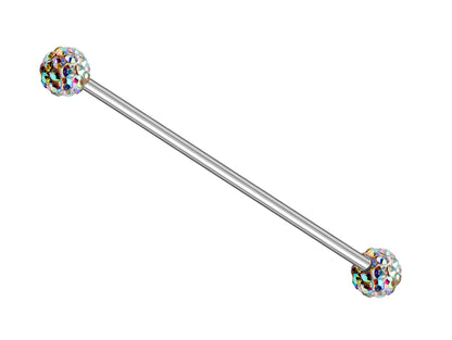 Industrial Barbell Piercing, Helix Bar, Cartilage Jewelry with Disco Ball Crystals