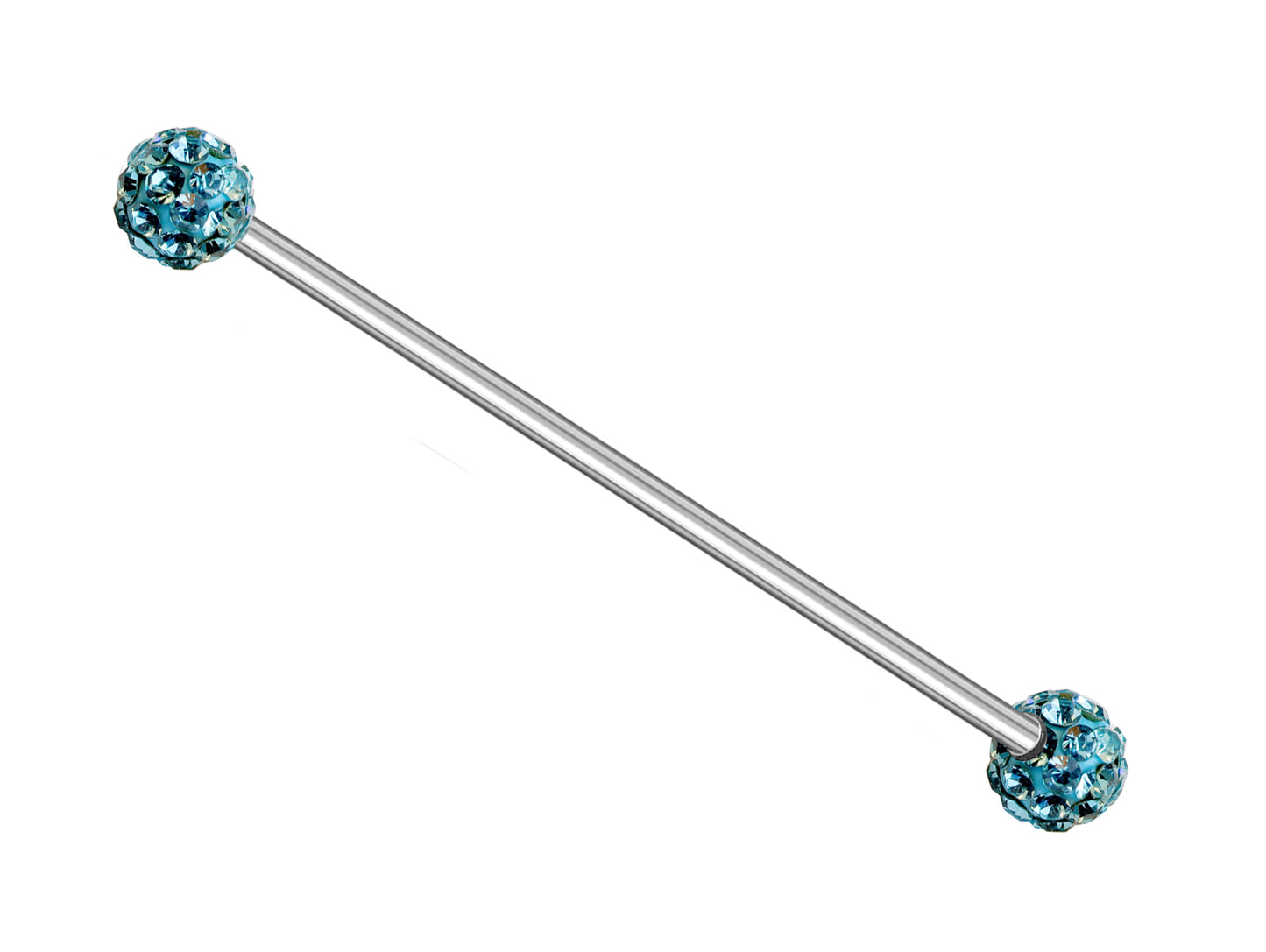 Industrial Barbell Piercing, Helix Bar, Cartilage Jewelry with Disco Ball Crystals