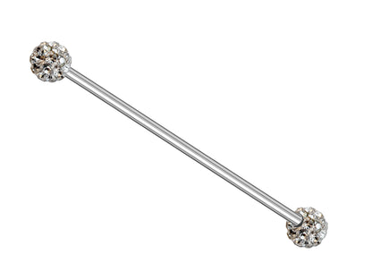 Industrial Barbell Piercing, Helix Bar, Cartilage Jewelry with Disco Ball Crystals