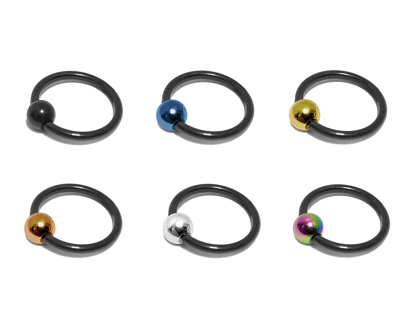 Black Ball Closure Ring BCR Nose and Lip Piercing with Custom Ball Color - Body Jewellery 18g 16g 14g