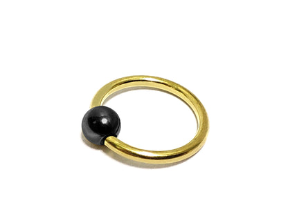 Gold Daith Earring, Nipple Ring, Septum Piercing with Custom Ball Color - Body Jewellery 18g 16g 14g