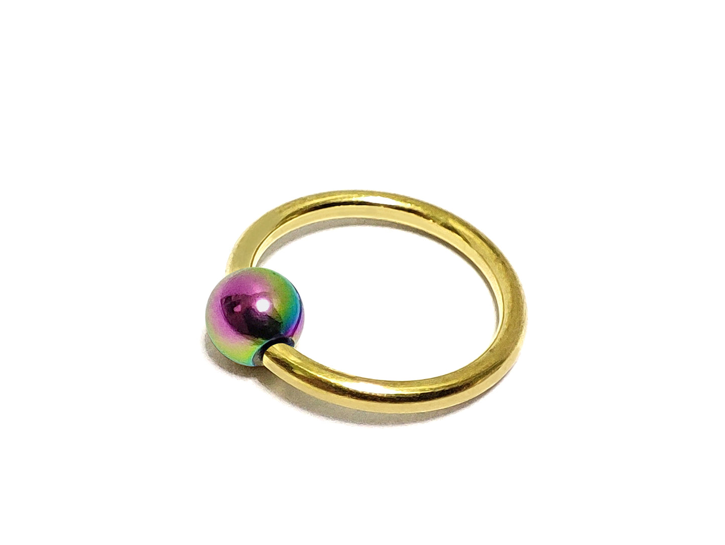 Gold Daith Earring, Nipple Ring, Septum Piercing with Custom Ball Color - Body Jewellery 18g 16g 14g