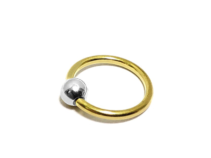 Gold Daith Earring, Nipple Ring, Septum Piercing with Custom Ball Color - Body Jewellery 18g 16g 14g