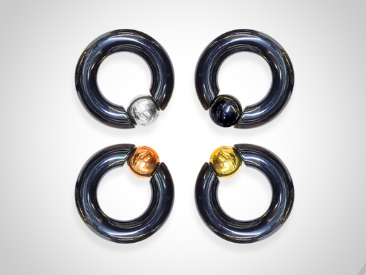 Titanium Black Septum Piercing CBR Ball Closure Ring, Captive Bead Hoops with Custom Ball Colors 2G to 00G Nose Piercing - 1pc each order