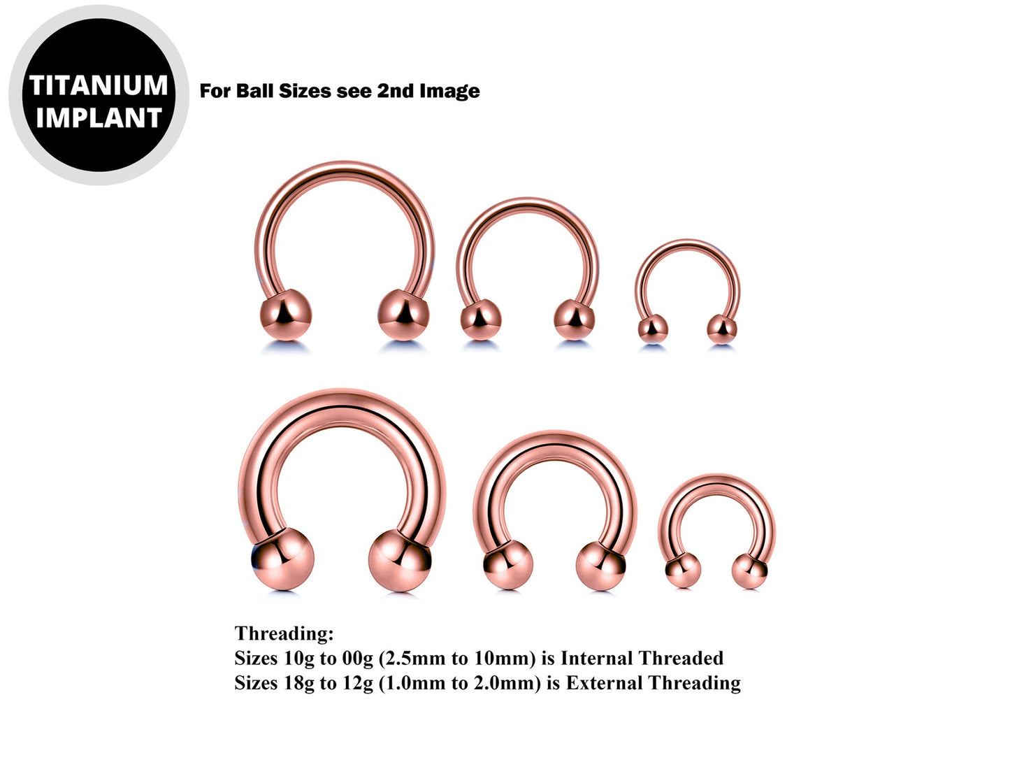 Titanium Rose Gold Septum Jewelry Horseshoe Ring Piercing 18g to 00g  Bull Piercing Also for Nipple, PA Ring, Lips