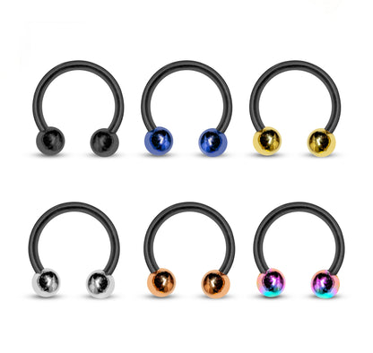 Black CBB Septum Ring Jewelry Circular Horseshoe Barbell Piercing with Custom Ball Colors