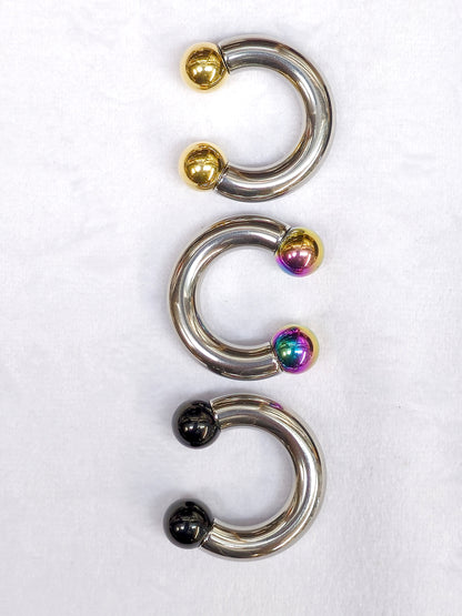 Septum Piercing Internally Threaded Horseshoe PA Rings with Custom Ball Circular Barbell