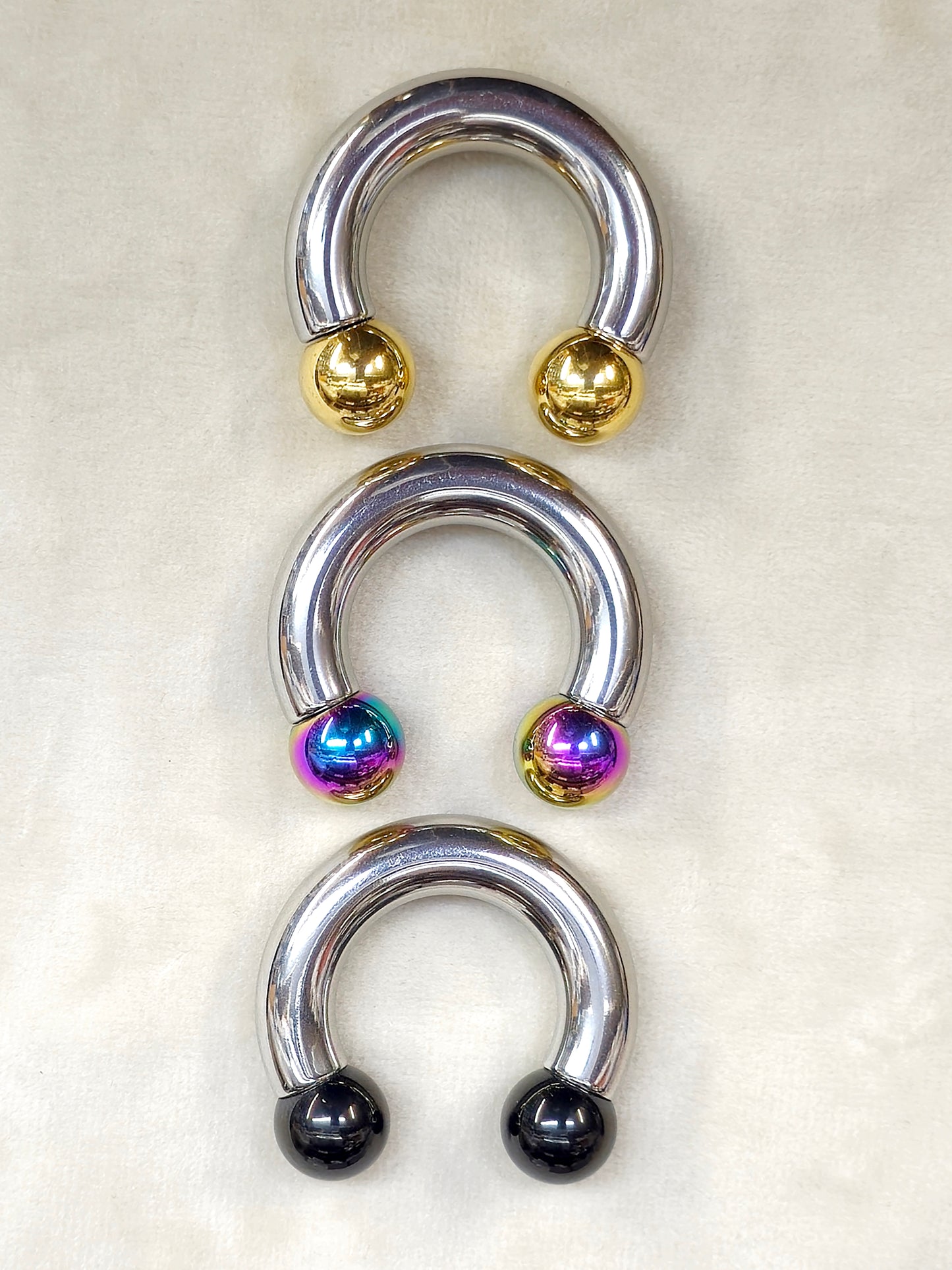 Septum Piercing Internally Threaded Horseshoe PA Rings with Custom Ball Circular Barbell