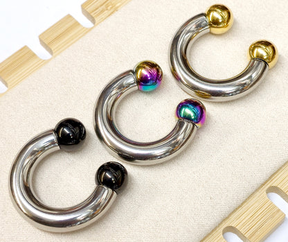 Septum Piercing Internally Threaded Horseshoe PA Rings with Custom Ball Circular Barbell