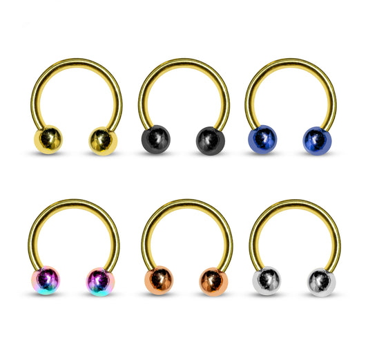 Gold Septum Ring Jewelry Circular Barbell Helix Horseshoe Piercing with Custom Ball Colors