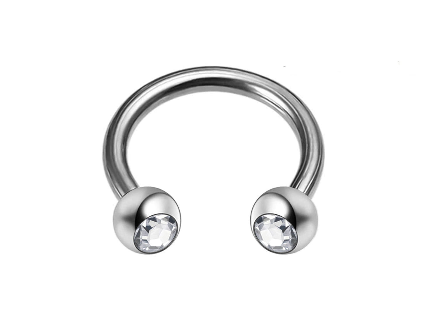 Circular Horseshoe Barbell, Septum Nose Ring with Gem Crystal Ball - Body Piercing for  Tragus Helix Eyebrow ,Nipples