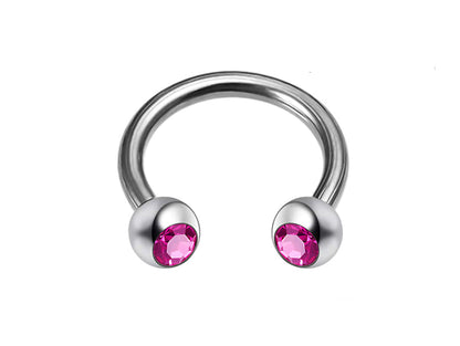 Circular Horseshoe Barbell, Septum Nose Ring with Gem Crystal Ball - Body Piercing for  Tragus Helix Eyebrow ,Nipples