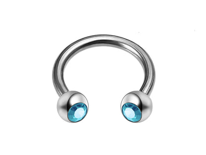 Circular Horseshoe Barbell, Septum Nose Ring with Gem Crystal Ball - Body Piercing for  Tragus Helix Eyebrow ,Nipples