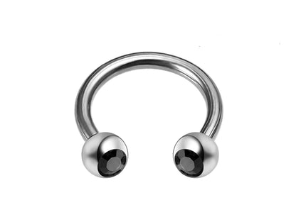 Circular Horseshoe Barbell, Septum Nose Ring with Gem Crystal Ball - Body Piercing for  Tragus Helix Eyebrow ,Nipples